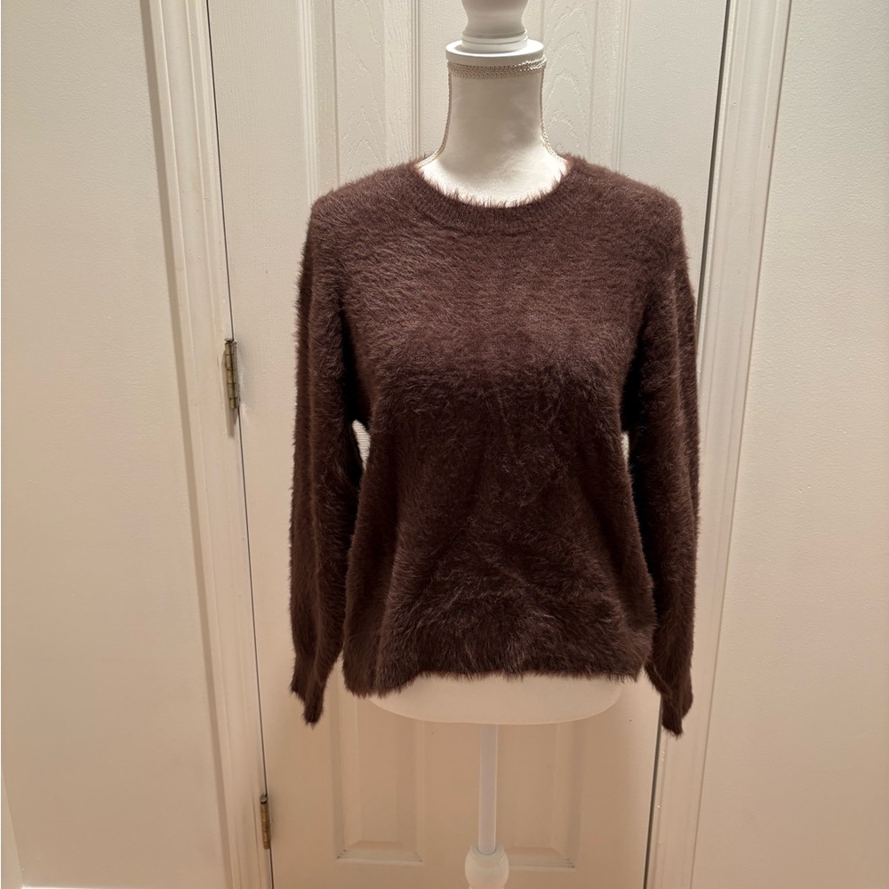 LOFT Fuzzy Chocolate Brown Crewneck Sweater